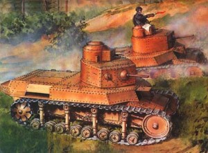 средние танки Т-24 и Т-12 на полигоне